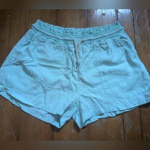 Teal Linen Shorts